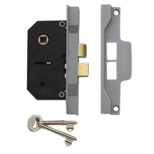 Union 2242 2 Lever Mortice Rebated Sash Lock Silver Enamel 78.5mm 3in