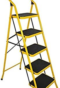 5 Steps Steel Ladder Yellow