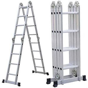 Multi Purpose Folding Extension Ladder 4.7M 15.5FT Heavy Duty Combination Step EN131 Up to 330lbs/150kg