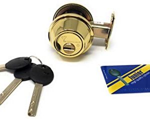 Mul-T-Lock Cronus High Security Grade 2 Single Cylinder Dead-Bolt w/Thumb Turn 2-3/8 or 2-3/4 Adjustable Backset for Commercial And Residential Metal Or Wood Doors Gold 008J-MD1-D