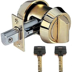 Mul-T-Lock Single Cylinder Deadbolt with Thumb Turn Bright Brass 2 Keys