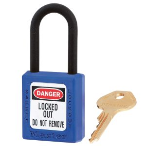 406BLU Zenex Thermoplastic Blue Dielectric Zenex Thermoplastic Safety Padlock, 1-1/2in (38mm) Wide with 1-1/2in (38mm) Nylon Shackle
