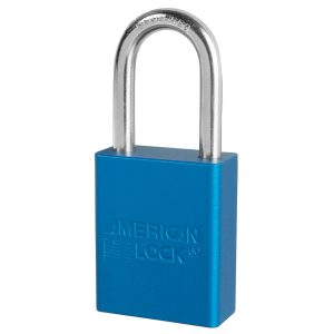 American Lock A1106BLU Blue Anodized Aluminum Safety Padlock, 1-1/2in (38mm) Wide with 1-1/2in (38mm) Tall Shackle