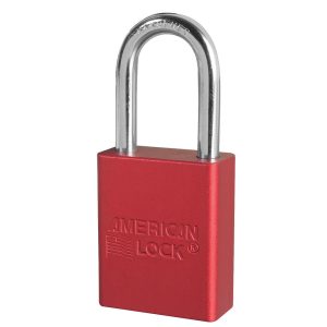American Lock A1106RED Red Anodized Aluminum Safety Padlock, 1-1/2in (38mm) Wide with 1-1/2in (38mm) Tall Shackle