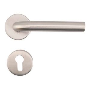 L Shaped Door Handle Woth Keyhole Silver