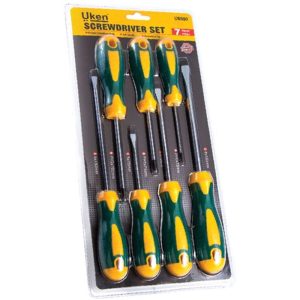 7-Piece Screwdriver Set Green/Yellow/Silver Flat Screwdriver(5x75. 5x150. 6x125. 8x150). Star Screwdriver(PH0x75. PH1x75. PH2x100)millimeter