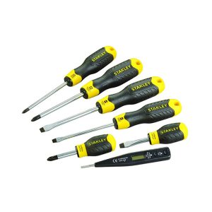 6-Piece Cushion Grip Screwdriver Set With Voltage Tester Yellow/Black/Silver