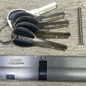 Brass Cylinder Equal Size 65mmx65mm (130mm) Silver 5Keys High Security