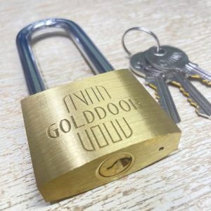 Brass Padlock GoldDoor 50mm Long Shackle BL465LS
